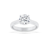 2CTW Round Shaped Lab Grown Diamond (F/VS) Plain Cathedral Trellis Shank Solitaire Engagement Ring in 14K Gold