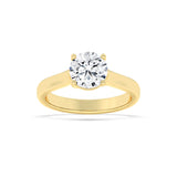 2CTW Round Shaped Lab Grown Diamond (G/VS) Plain Cathedral Trellis Shank Solitaire Engagement Ring in 14K Gold