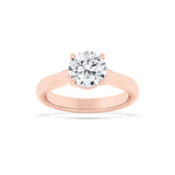 2CTW Round Shaped Lab Grown Diamond (F/VS) Plain Cathedral Trellis Shank Solitaire Engagement Ring in 14K Gold
