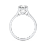 3CTW Round Shaped Lab Grown Diamond (G/VS) Plain Cathedral Trellis Shank Solitaire Engagement Ring in 14K Gold