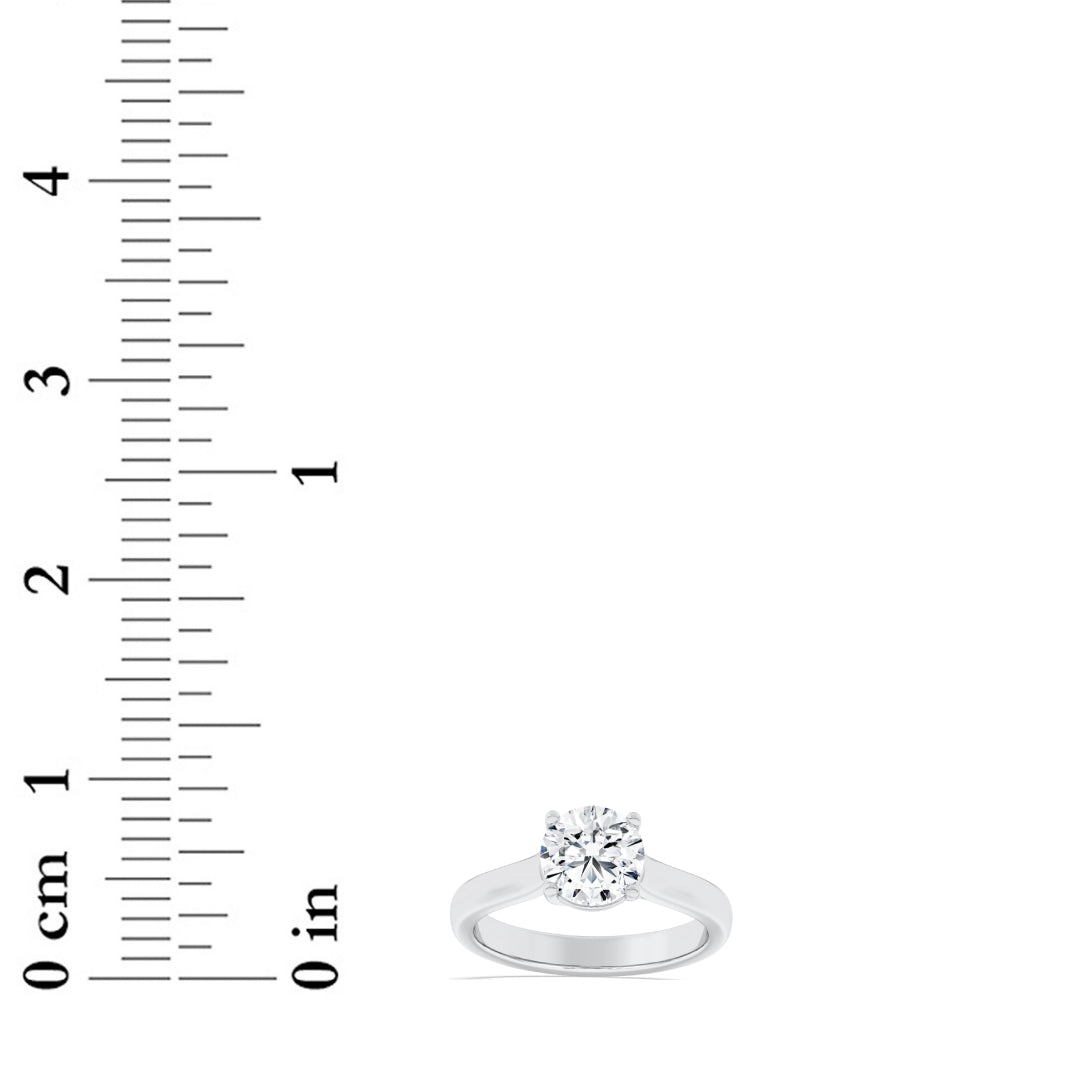 3CTW Round Shaped Lab Grown Diamond (G/VS) Plain Cathedral Trellis Shank Solitaire Engagement Ring in 14K Gold