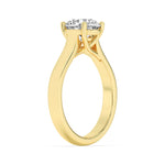 3CTW Round Shaped Lab Grown Diamond (G/VS) Plain Cathedral Trellis Shank Solitaire Engagement Ring in 14K Gold