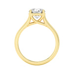 3CTW Round Shaped Lab Grown Diamond (G/VS) Plain Cathedral Trellis Shank Solitaire Engagement Ring in 14K Gold