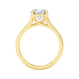 3CTW Round Shaped Lab Grown Diamond (G/VS) Plain Cathedral Trellis Shank Solitaire Engagement Ring in 14K Gold