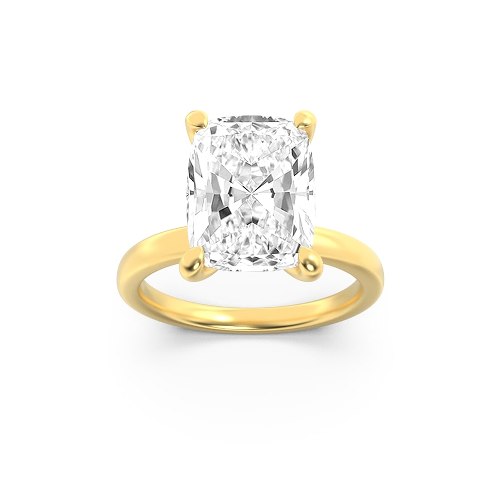 1.5CTW Elongated Cushion Shaped Lab Grown Diamond (F/VS) Hidden Halo Plain Shank Engagement Ring in 14K Gold