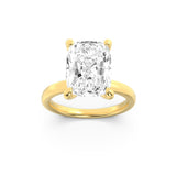 1.5CTW Elongated Cushion Shaped Lab Grown Diamond (F/VS) Hidden Halo Plain Shank Engagement Ring in 14K Gold