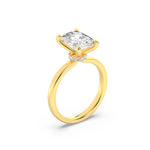 1.5CTW Elongated Cushion Shaped Lab Grown Diamond (F/VS) Hidden Halo Plain Shank Engagement Ring in 14K Gold