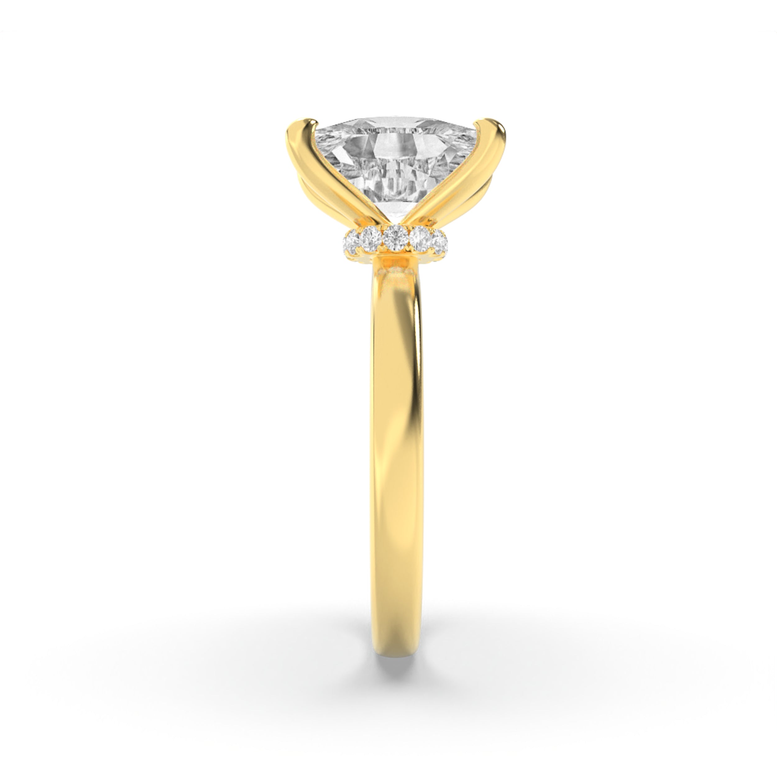 1.5CTW Elongated Cushion Shaped Lab Grown Diamond (F/VS) Hidden Halo Plain Shank Engagement Ring in 14K Gold