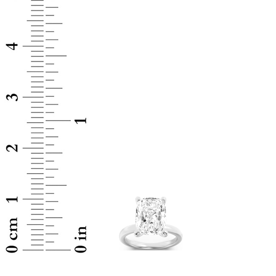2CTW Elongated Cushion Shaped Lab Grown Diamond (F/VS) Hidden Halo Plain Shank Engagement Ring in 14K Gold