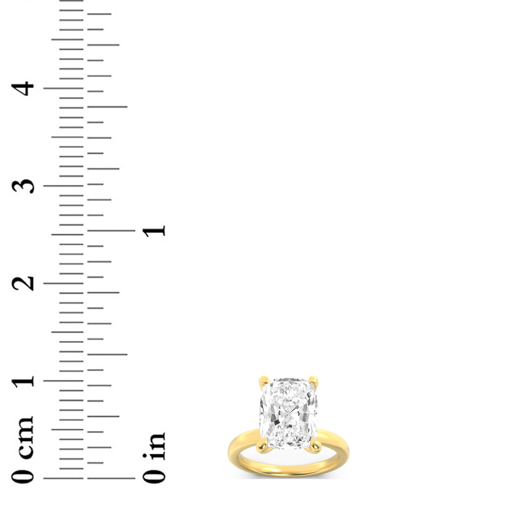 2CTW Elongated Cushion Shaped Lab Grown Diamond (F/VS) Hidden Halo Plain Shank Engagement Ring in 14K Gold