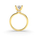 3.25CTW Elongated Cushion Shaped Lab Grown Diamond (F/VS) Hidden Halo Plain Shank Engagement Ring in 14K Gold