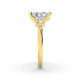 3.25CTW Elongated Cushion Shaped Lab Grown Diamond (F/VS) Hidden Halo Plain Shank Engagement Ring in 14K Gold