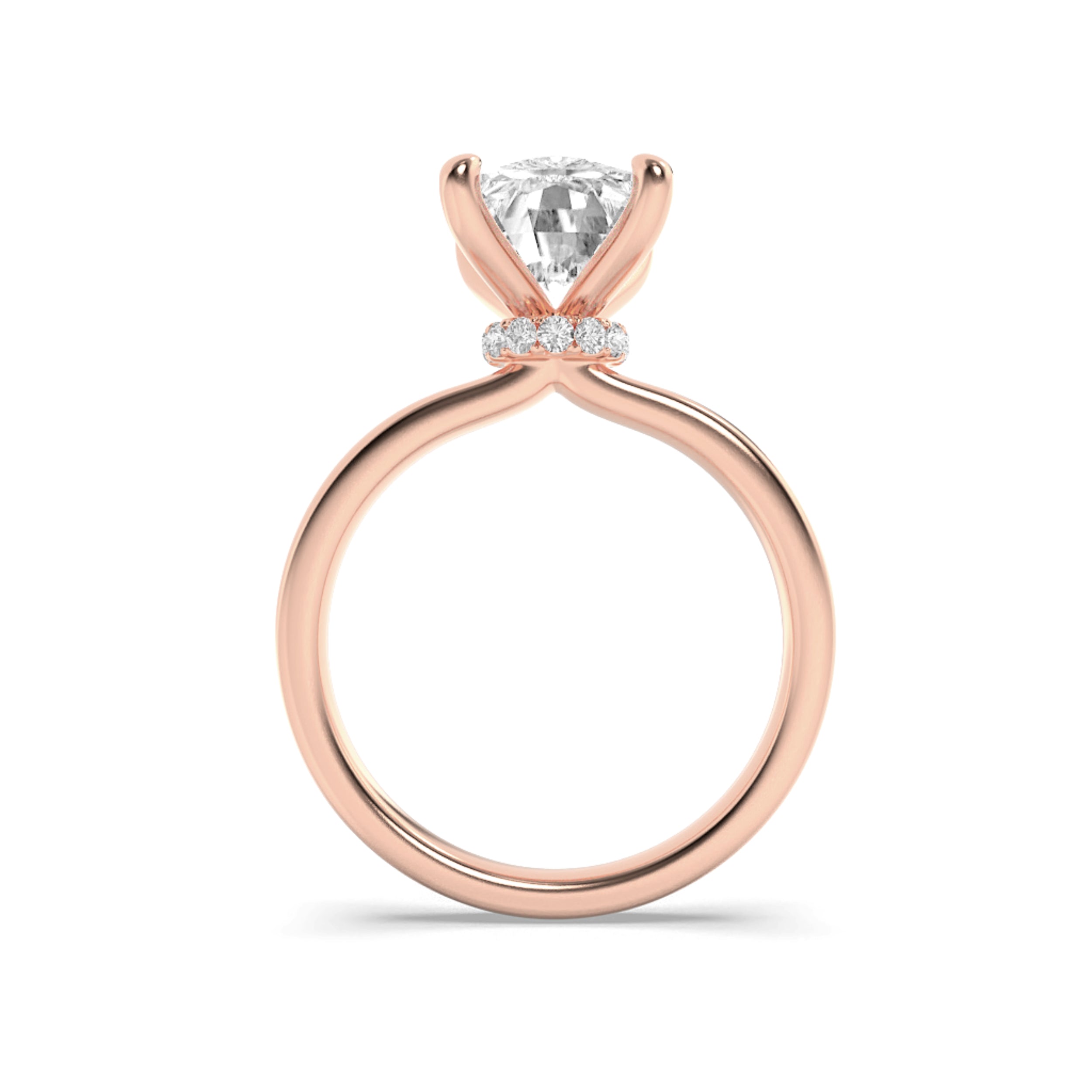 3.25CTW Elongated Cushion Shaped Lab Grown Diamond (G/VS) Hidden Halo Plain Shank Engagement Ring in 14K Gold
