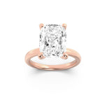 2CTW Elongated Cushion Shaped Lab Grown Diamond (F/VS) Hidden Halo Plain Shank Engagement Ring in 14K Gold