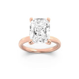 2CTW Elongated Cushion Shaped Lab Grown Diamond (F/VS) Hidden Halo Plain Shank Engagement Ring in 14K Gold
