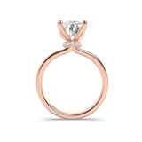 2CTW Elongated Cushion Shaped Lab Grown Diamond (F/VS) Hidden Halo Plain Shank Engagement Ring in 14K Gold