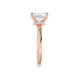 1CTW Emerald Shaped Lab Grown Diamond (F/VS) Hidden Halo Plain Shank Engagement Ring in 14K Gold