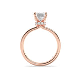 2CTW Emerald Shaped Lab Grown Diamond (F/VS) Hidden Halo Plain Shank Engagement Ring in 14K Gold