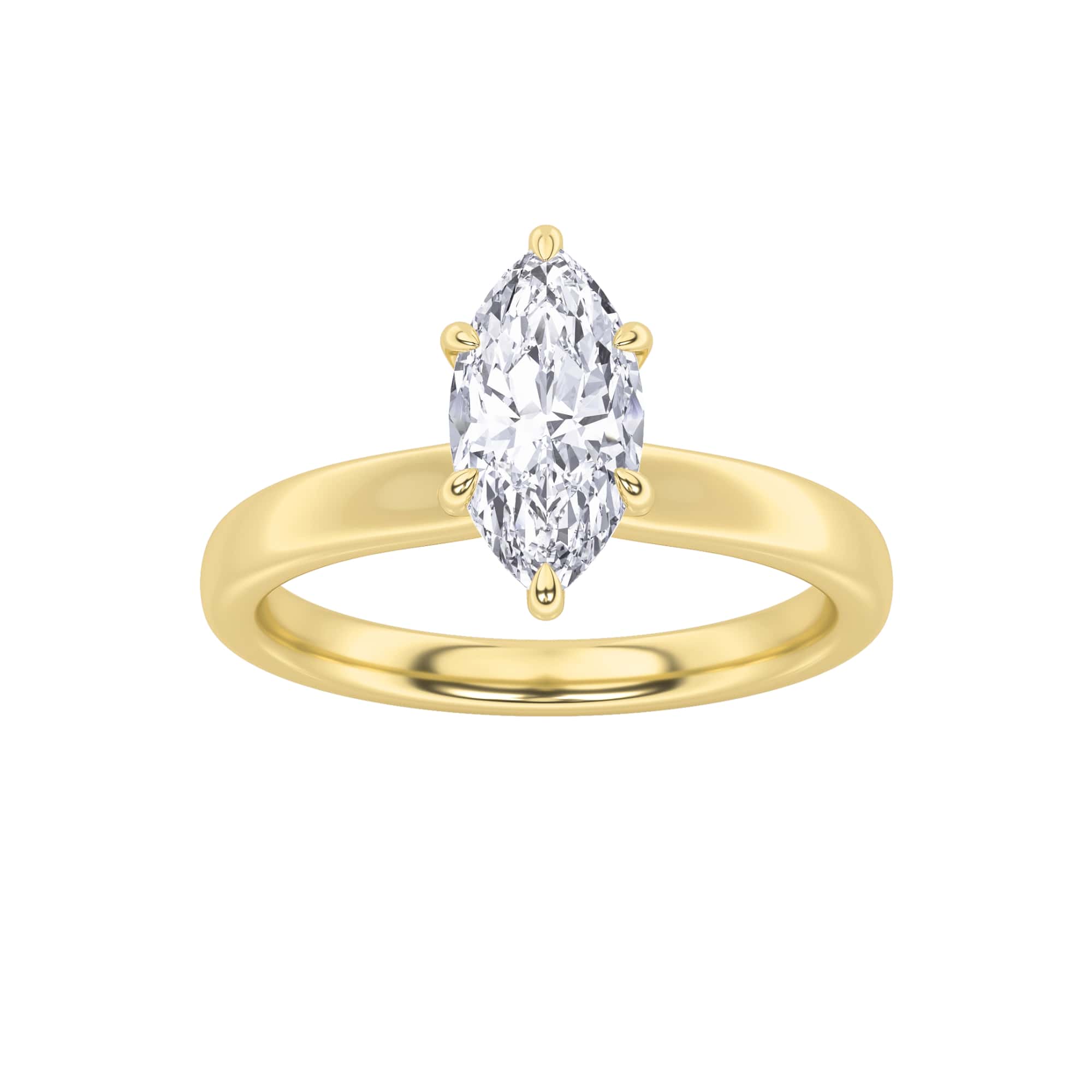 1CTW Marquise Shaped Lab Grown Diamond (F/VS) Hidden Halo Plain Shank Engagement Ring in 14K Gold