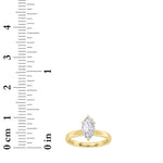 1CTW Marquise Shaped Lab Grown Diamond (F/VS) Hidden Halo Plain Shank Engagement Ring in 14K Gold