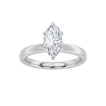 2CTW Marquise Shaped Lab Grown Diamond (F/VS) Hidden Halo Plain Shank Engagement Ring in 14K Gold