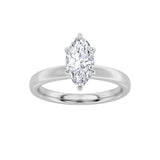 2CTW Marquise Shaped Lab Grown Diamond (F/VS) Hidden Halo Plain Shank Engagement Ring in 14K Gold