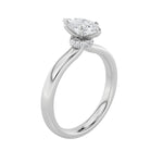 2CTW Marquise Shaped Lab Grown Diamond (F/VS) Hidden Halo Plain Shank Engagement Ring in 14K Gold