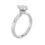 2CTW Marquise Shaped Lab Grown Diamond (F/VS) Hidden Halo Plain Shank Engagement Ring in 14K Gold