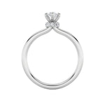 2CTW Marquise Shaped Lab Grown Diamond (F/VS) Hidden Halo Plain Shank Engagement Ring in 14K Gold