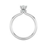 2CTW Marquise Shaped Lab Grown Diamond (F/VS) Hidden Halo Plain Shank Engagement Ring in 14K Gold