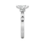 2CTW Marquise Shaped Lab Grown Diamond (F/VS) Hidden Halo Plain Shank Engagement Ring in 14K Gold