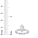 2CTW Marquise Shaped Lab Grown Diamond (F/VS) Hidden Halo Plain Shank Engagement Ring in 14K Gold