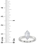2CTW Marquise Shaped Lab Grown Diamond (F/VS) Hidden Halo Plain Shank Engagement Ring in 14K Gold