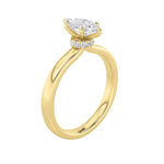 3CTW Marquise Shaped Lab Grown Diamond (F/VS) Hidden Halo Plain Shank Engagement Ring in 14K Gold