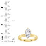 3CTW Marquise Shaped Lab Grown Diamond (F/VS) Hidden Halo Plain Shank Engagement Ring in 14K Gold