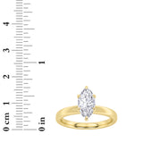 3CTW Marquise Shaped Lab Grown Diamond (F/VS) Hidden Halo Plain Shank Engagement Ring in 14K Gold