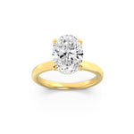 1CTW Oval Shaped Lab Grown Diamond (F/VS) Hidden Halo Plain Shank Engagement Ring in 14K Gold