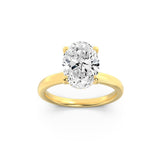 1CTW Oval Shaped Lab Grown Diamond (F/VS) Hidden Halo Plain Shank Engagement Ring in 14K Gold