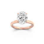 1CTW Oval Shaped Lab Grown Diamond (F/VS) Hidden Halo Plain Shank Engagement Ring in 14K Gold