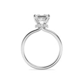 1CTW Princess Shaped Lab Grown Diamond (F/VS) Hidden Halo Plain Shank Engagement Ring in 14K Gold