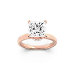 1CTW Princess Shaped Lab Grown Diamond (F/VS) Hidden Halo Plain Shank Engagement Ring in 14K Gold