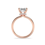 1CTW Princess Shaped Lab Grown Diamond (F/VS) Hidden Halo Plain Shank Engagement Ring in 14K Gold
