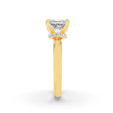 2CTW Princess Shaped Lab Grown Diamond (F/VS) Hidden Halo Plain Shank Engagement Ring in 14K Gold