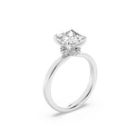 3CTW Princess Shaped Lab Grown Diamond (F/VS) Hidden Halo Plain Shank Engagement Ring in 14K Gold