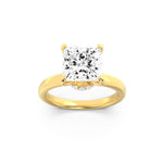 3CTW Princess Shaped Lab Grown Diamond (F/VS) Hidden Halo Plain Shank Engagement Ring in 14K Gold