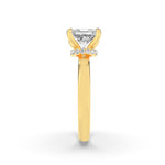 3CTW Princess Shaped Lab Grown Diamond (F/VS) Hidden Halo Plain Shank Engagement Ring in 14K Gold
