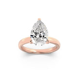 1CTW Pear Shaped Lab Grown Diamond (F/VS) Hidden Halo Plain Shank Engagement Ring in 14K Gold