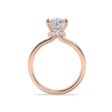 1CTW Pear Shaped Lab Grown Diamond (F/VS) Hidden Halo Plain Shank Engagement Ring in 14K Gold