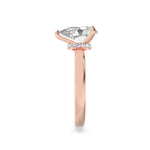 1CTW Pear Shaped Lab Grown Diamond (F/VS) Hidden Halo Plain Shank Engagement Ring in 14K Gold