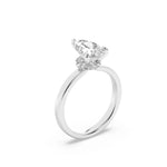 2CTW Pear Shaped Lab Grown Diamond (F/VS) Hidden Halo Plain Shank Engagement Ring in 14K Gold